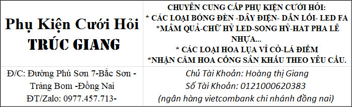 Đồ Cưới Trúc Giang – Chuyên Cung Cấp Phụ Kiện Đồ Cưới Hỏi Sinh Nhật Trang Trí Gia Tiên Uy Tín Chất Lượng Hàng Đầu Tại Đồng Nai